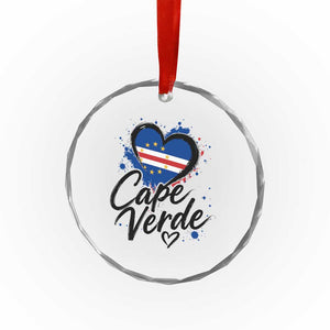 Cape Verde Flag Heart Crystal Glass Ornament Cabo Verde Pride Verdean Love