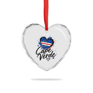 Cape Verde Flag Heart Heart Crystal Glass Ornament Cabo Verde Pride Verdean Love TS02 Print Your Wear