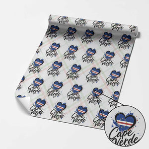 Cape Verde Flag Heart Wrapping Paper Roll Cabo Verde Pride Verdean Love TS02 Christmas Plaid Print Your Wear