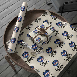 Cape Verde Flag Heart Wrapping Paper Roll Cabo Verde Pride Verdean Love TS02 Beige Print Your Wear
