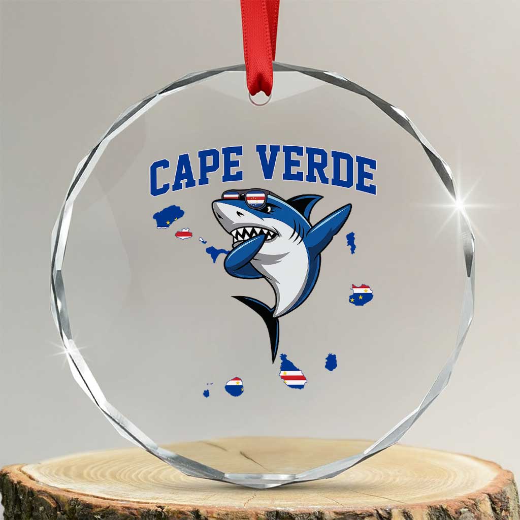 Cape Verde Flag Map Shark Cape Verdean Roots Crystal Glass Ornament TS14 Transparent Glass 3'' Circle Print Your Wear
