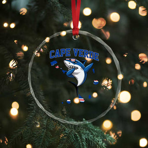 Cape Verde Flag Map Shark Cape Verdean Roots Crystal Glass Ornament