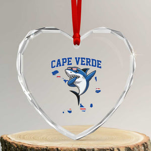 Cape Verde Flag Map Shark Cape Verdean Roots Heart Crystal Glass Ornament TS14 Transparent Glass 3'' Heart Print Your Wear