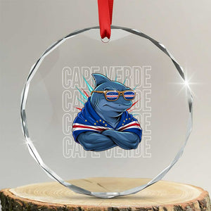 Cape Verde Flag Shark Cape Verdean Roots Cabo Verde Crystal Glass Ornament