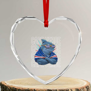 Cape Verde Flag Shark Cape Verdean Roots Cabo Verde Heart Crystal Glass Ornament TS14 Transparent Glass 3'' Heart Print Your Wear