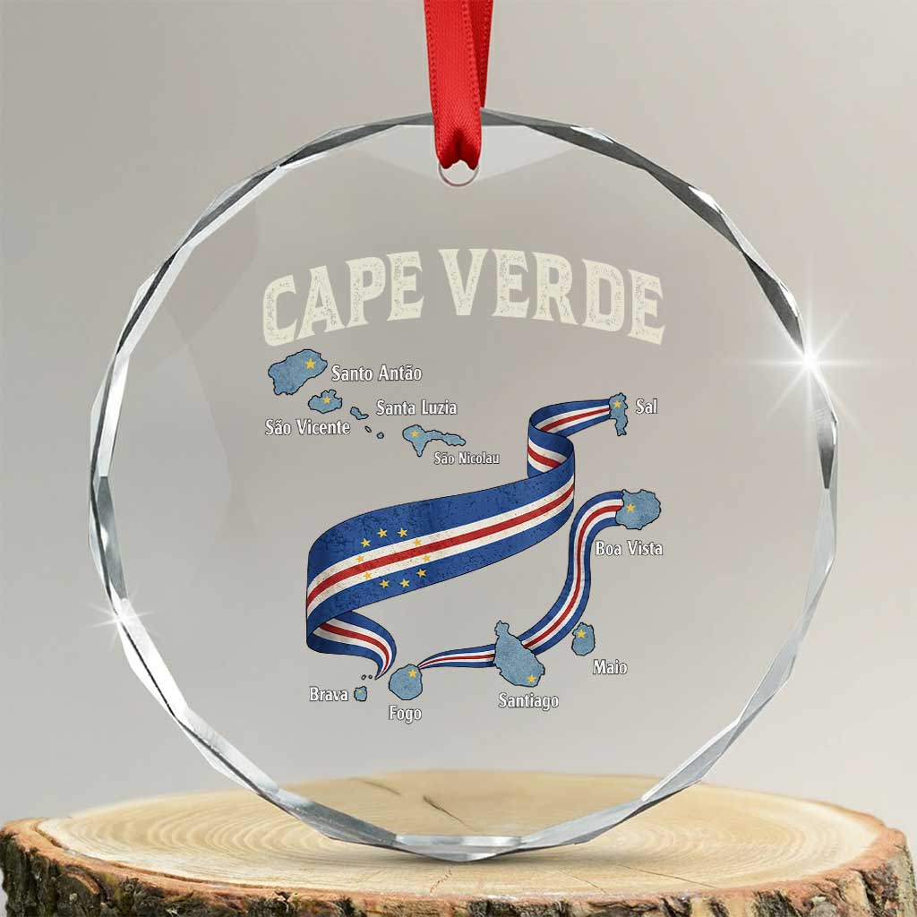 Cape Verde Islands Map National Flag Crystal Glass Ornament Cabo Verde Archipelago Geography Pride TS02 Transparent Glass 3'' Circle Print Your Wear