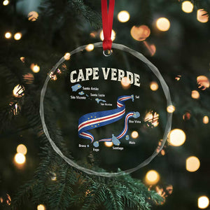 Cape Verde Islands Map National Flag Crystal Glass Ornament Cabo Verde Archipelago Geography Pride TS02 Print Your Wear