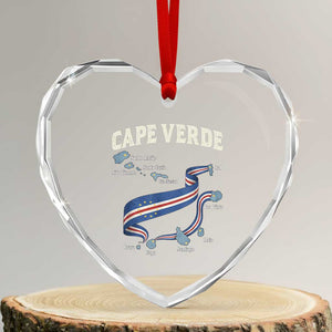 Cape Verde Islands Map National Flag Heart Crystal Glass Ornament Cabo Verde Archipelago Geography Pride TS02 Transparent Glass 3'' Heart Print Your Wear