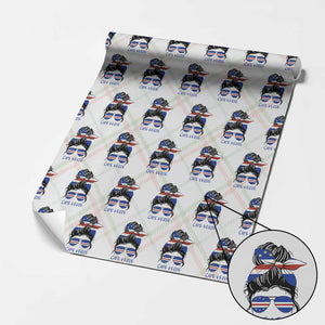 Cape Verde Messy Bun Girl Flag Sunglasses Graphic Wrapping Paper Roll Cabo Verde Women National Pride Gift
