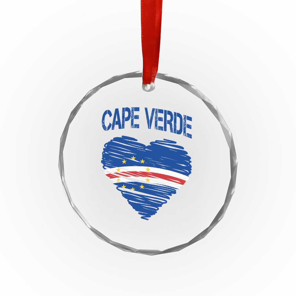 Cape Verde Scribble Flag Heart National Pride Crystal Glass Ornament Cabo Verde Love TS02 Print Your Wear
