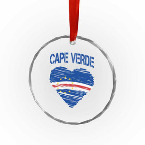 Cape Verde Scribble Flag Heart National Pride Crystal Glass Ornament Cabo Verde Love TS02 Print Your Wear