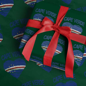 Cape Verde Scribble Flag Heart National Pride Wrapping Paper Roll Cabo Verde Love TS02 Green Print Your Wear