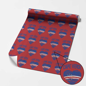 Cape Verde Scribble Flag Heart National Pride Wrapping Paper Roll Cabo Verde Love TS02 Red Print Your Wear