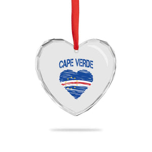 Cape Verde Scribble Flag Heart National Pride Heart Crystal Glass Ornament Cabo Verde Love TS02 Print Your Wear
