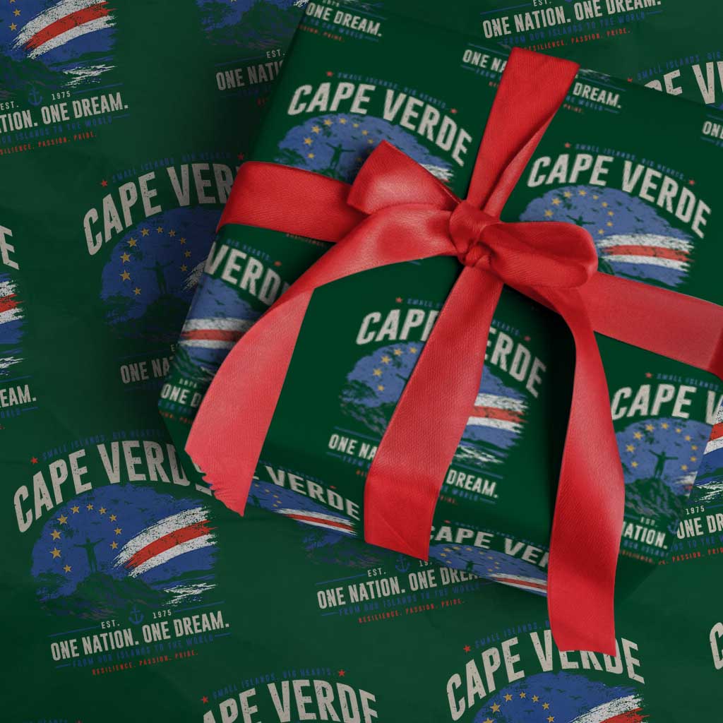 Cape Verde Small Islands Big Hearts Pride Wrapping Paper Roll Cabo Verde One Nation One Dream Distressed Flag TS02 Green Print Your Wear
