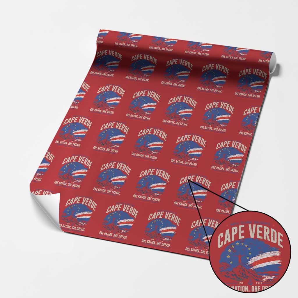 Cape Verde Small Islands Big Hearts Pride Wrapping Paper Roll Cabo Verde One Nation One Dream Distressed Flag TS02 Red Print Your Wear