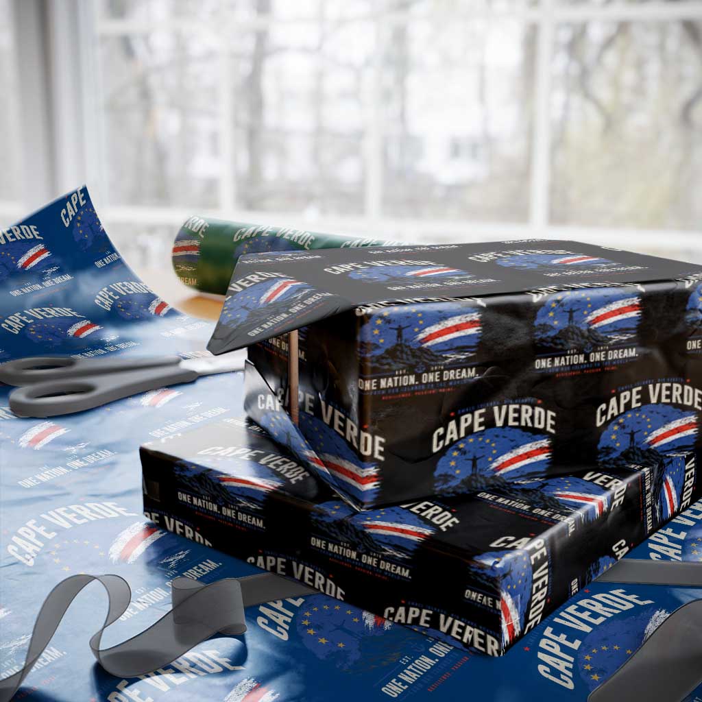 Cape Verde Small Islands Big Hearts Pride Wrapping Paper Roll Cabo Verde One Nation One Dream Distressed Flag TS02 Black Print Your Wear