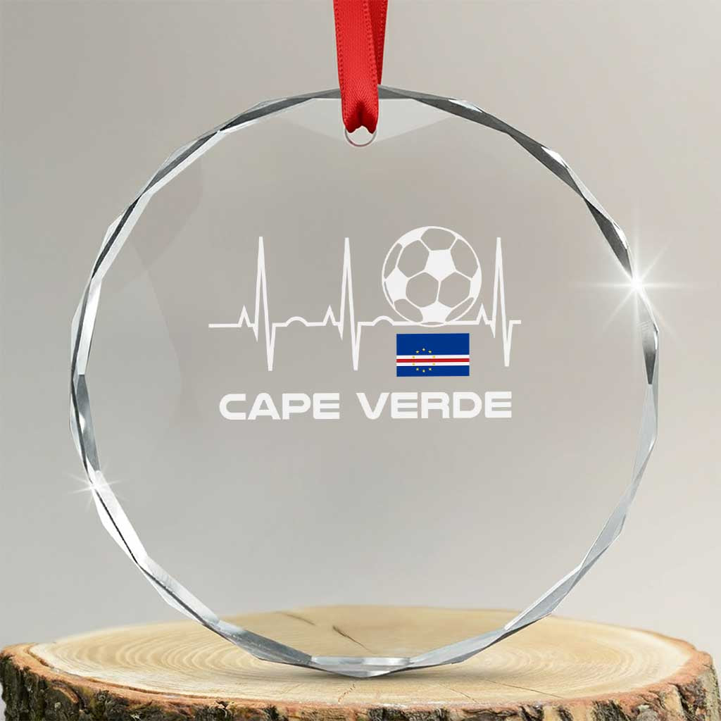 Cape Verde Soccer Heartbeat EKG Pulse Graphic Crystal Glass Ornament Cabo Verde Football Fans Pride TS02 Transparent Glass 3'' Circle Print Your Wear