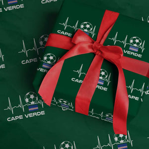 Cape Verde Soccer Heartbeat EKG Pulse Graphic Wrapping Paper Roll Cabo Verde Football Fans Pride