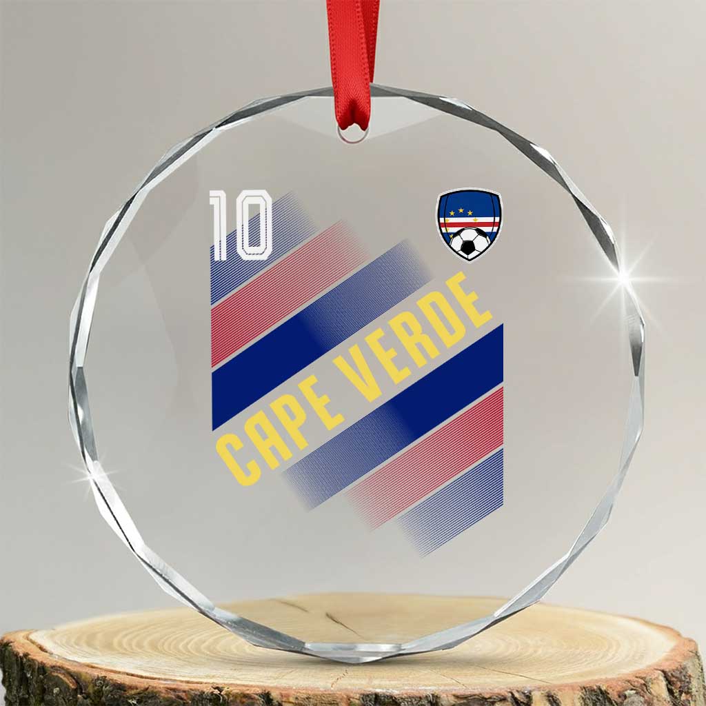 Cape Verde Soccer Jersey Style National Pride Crystal Glass Ornament Cabo Verde Football Fans Number 10 Athletic TS02 Transparent Glass 3'' Circle Print Your Wear