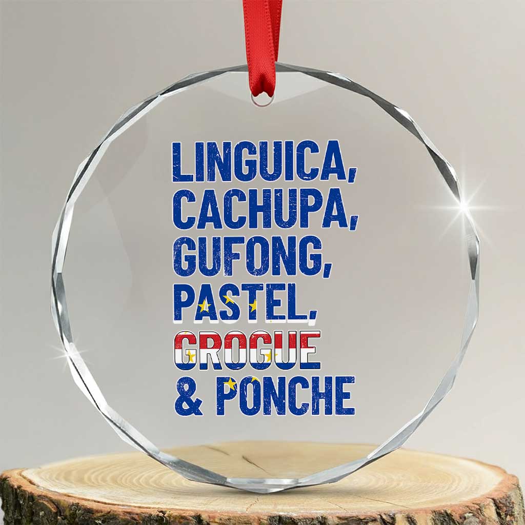 Cape Verde Traditional Food & Drinks List Crystal Glass Ornament Cabo Verdean Cachupa Grogue Heritage Gift TS02 Transparent Glass 3'' Circle Print Your Wear