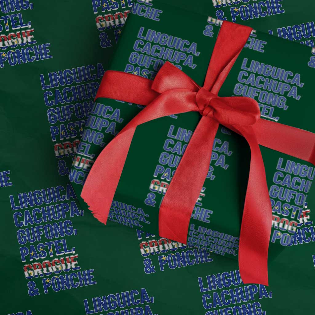 Cape Verde Traditional Food & Drinks List Wrapping Paper Roll Cabo Verdean Cachupa Grogue Heritage Gift TS02 Green Print Your Wear