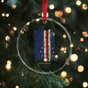Cape Verde Vertical Brush Stroke Flag Graphic Crystal Glass Ornament Cabo Verde National Pride Artistic Gift