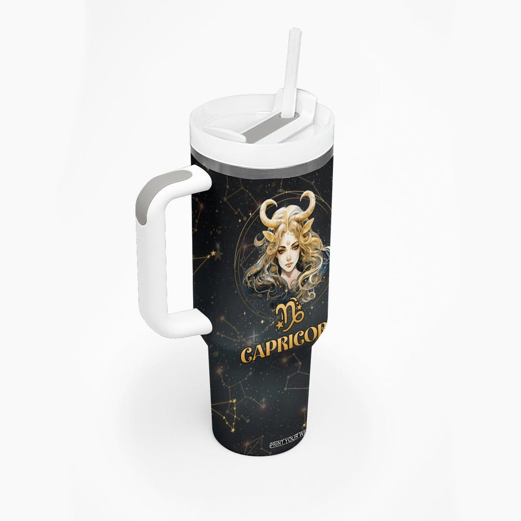 Capricorn Zodiac Tumbler With Handle Celestial Constellation Astrology Horoscope Galaxy TB02 Printyourwear