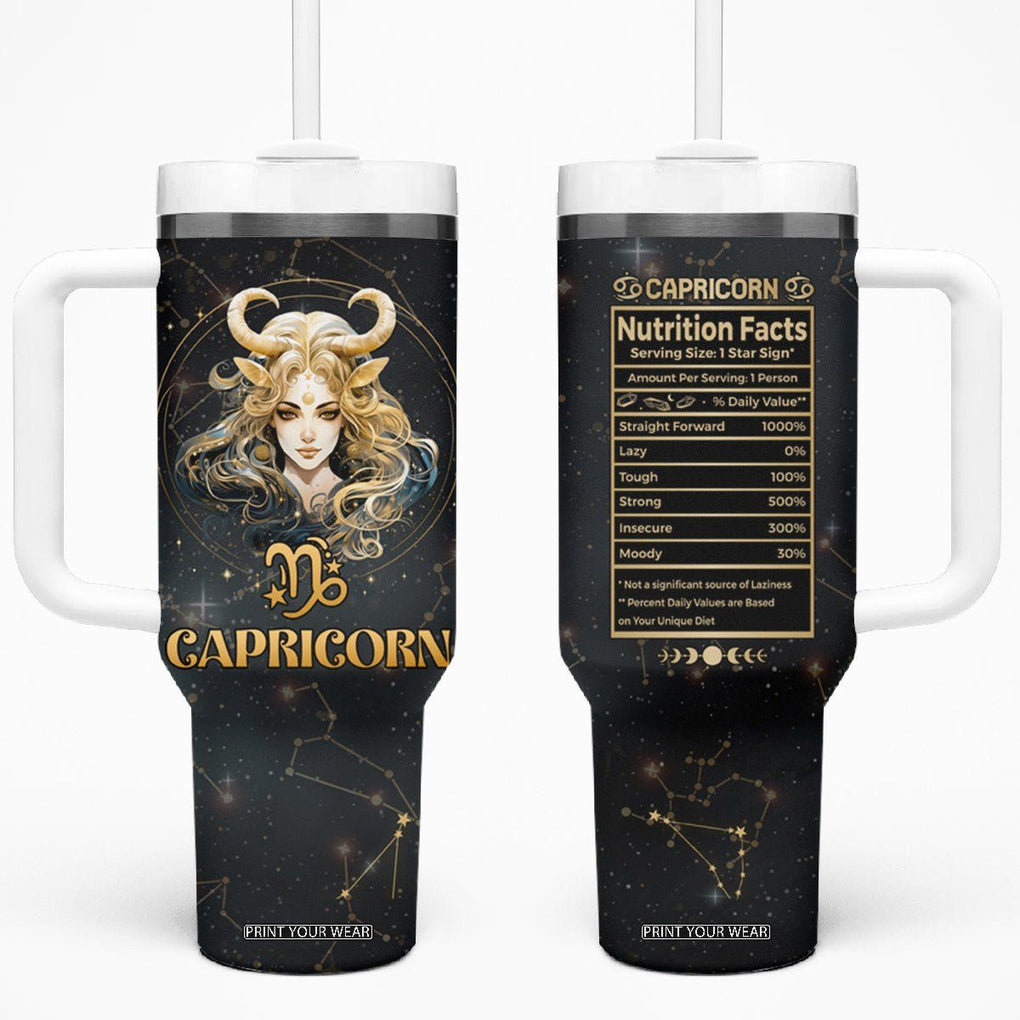 Capricorn Zodiac Tumbler With Handle Celestial Constellation Astrology Horoscope Galaxy TB02 One Size: 40 oz Black Printyourwear