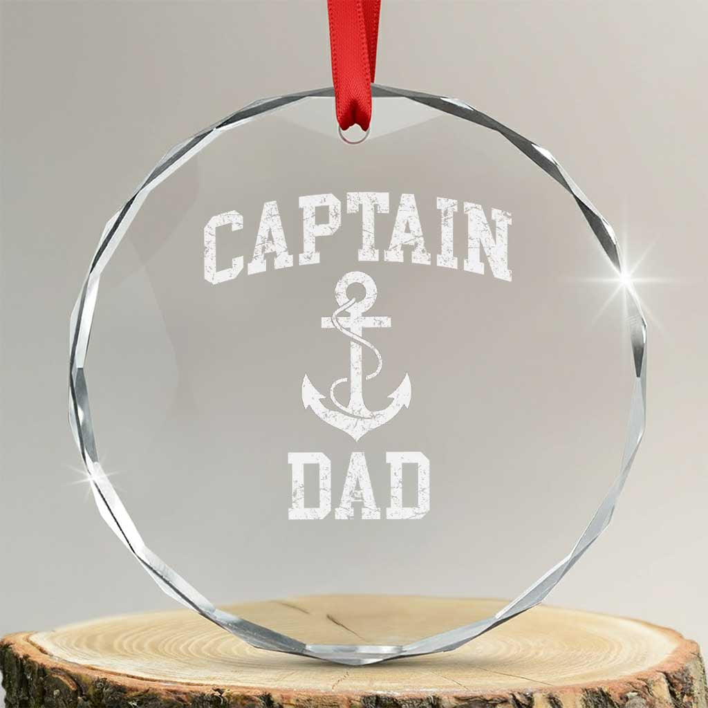Captain Dad Crystal Glass Ornament Boat Pontoon Father Fishing Sailor TS11 Transparent Glass 3'' Circle Print Your Wear