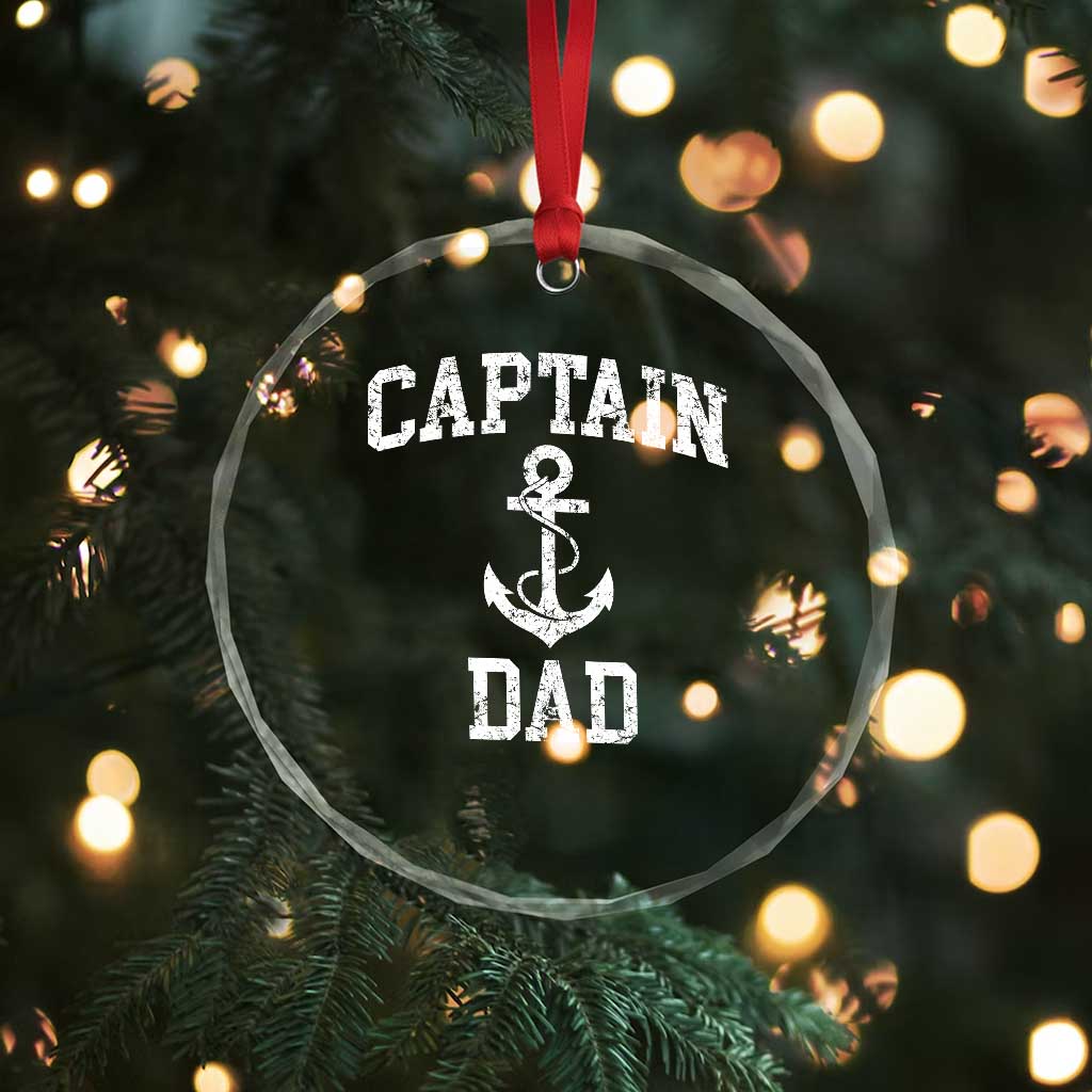 Captain Dad Crystal Glass Ornament Boat Pontoon Father Fishing Sailor TS11 Print Your Wear