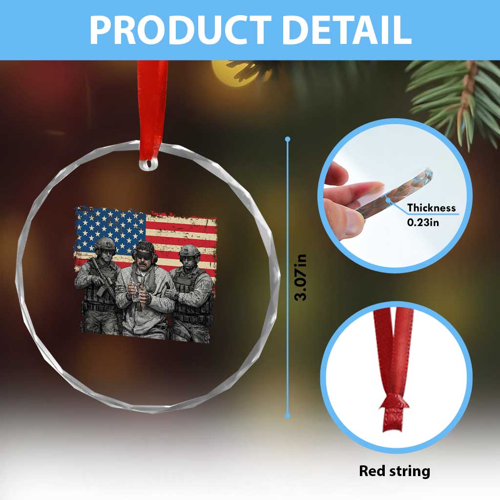 Captured Dictator Maduro Crystal Glass Ornament Special Forces Justice Operation American Flag TS02 Print Your Wear