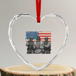 Captured Dictator Maduro Heart Crystal Glass Ornament Special Forces Justice Operation American Flag TS02 Transparent Glass 3'' Heart Print Your Wear