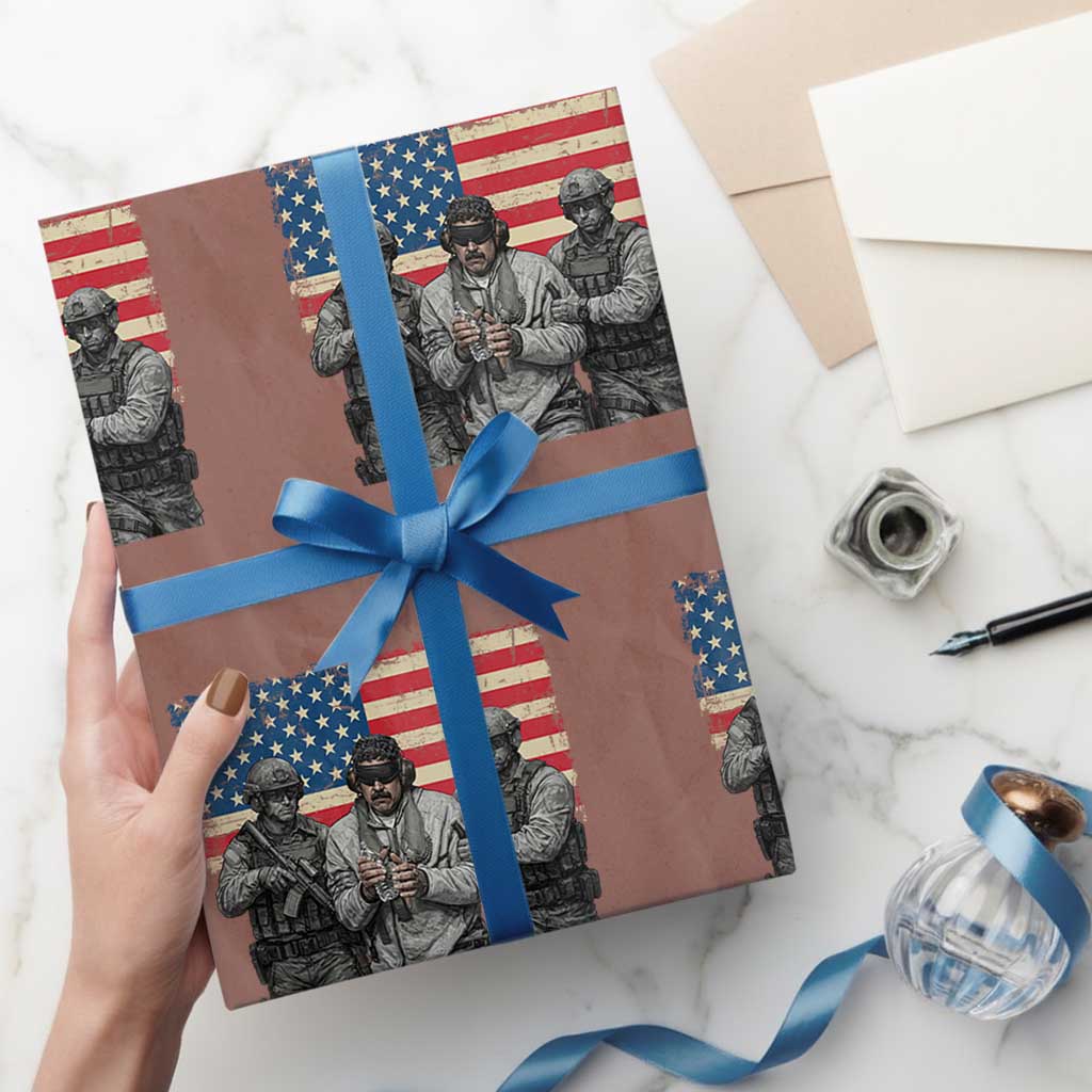 Captured Dictator Maduro Wrapping Paper Roll Special Forces Justice Operation American Flag TS02 Mocha Print Your Wear