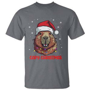 Capy Christmas T Shirt Funny Capybara Santa Meme TS02 Charcoal Printyourwear
