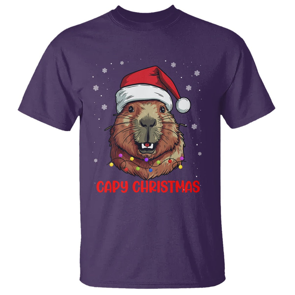 Capy Christmas T Shirt Funny Capybara Santa Meme TS02 Purple Printyourwear
