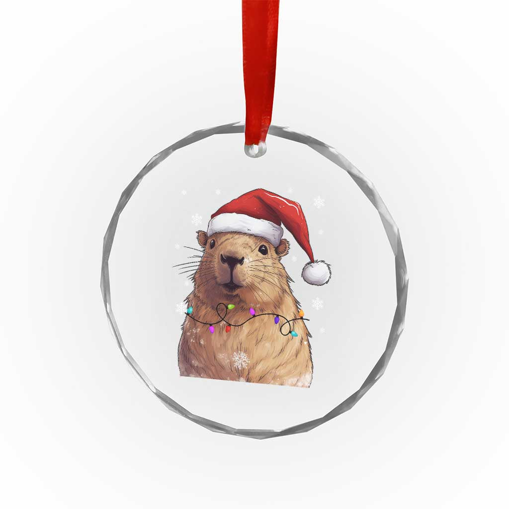 Capybara Christmas Crystal Glass Ornament Funny Santa Capy Meme Xmas Vibe TS02 Print Your Wear