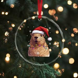 Capybara Christmas Crystal Glass Ornament Funny Santa Capy Meme Xmas Vibe TS02 Print Your Wear