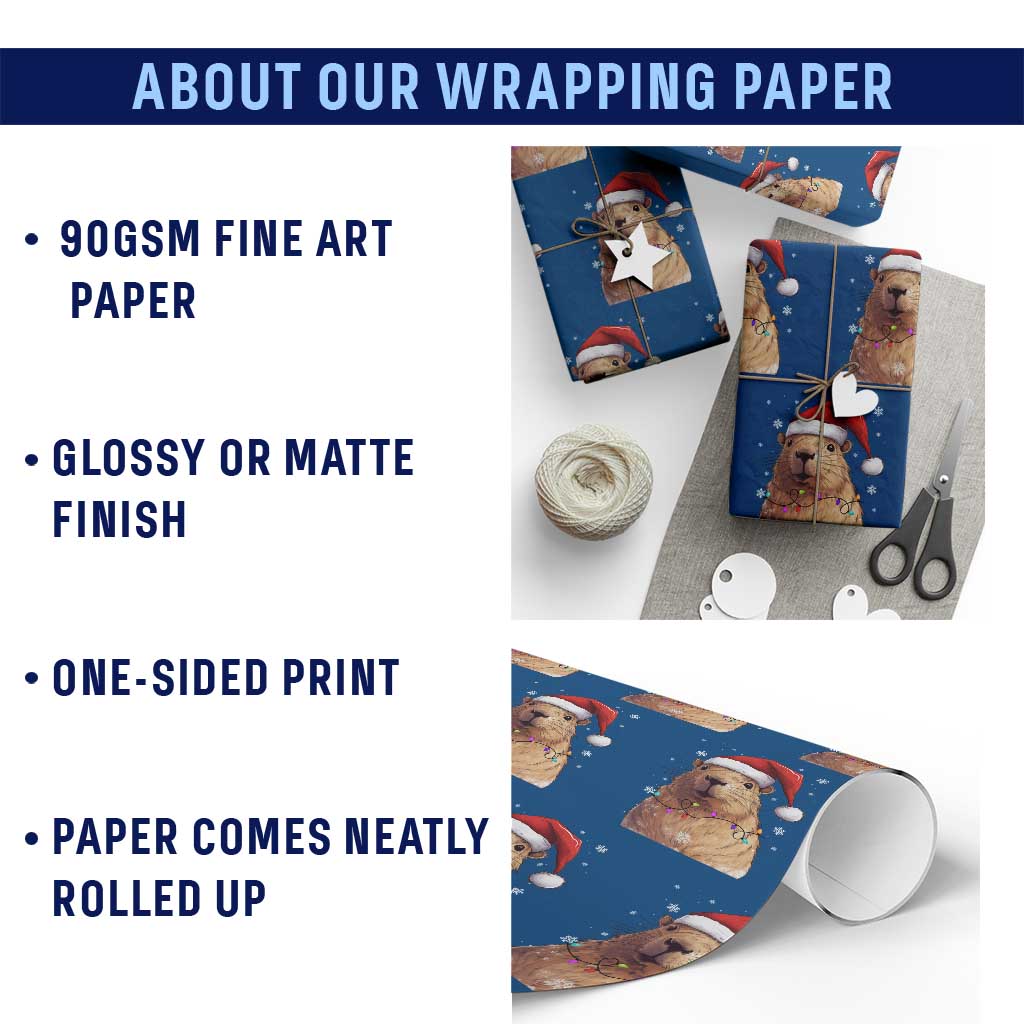 Capybara Christmas Wrapping Paper Roll Funny Santa Capy Meme Xmas Vibe TS02 Print Your Wear