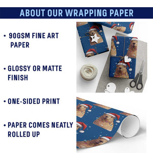 Capybara Christmas Wrapping Paper Roll Funny Santa Capy Meme Xmas Vibe TS02 Print Your Wear