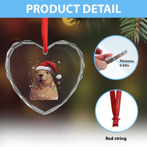 Capybara Christmas Heart Crystal Glass Ornament Funny Santa Capy Meme Xmas Vibe TS02 Print Your Wear