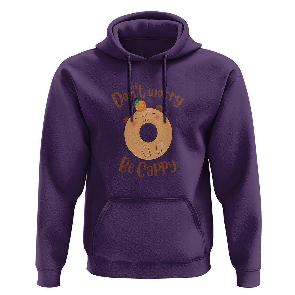Capybara Lover Hoodie Don't Worry Be Cappy Funny Cute Donut Lover TS09 Purple Print Your Wear