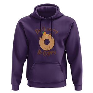 Capybara Lover Hoodie Don't Worry Be Cappy Funny Cute Donut Lover TS09 Purple Print Your Wear