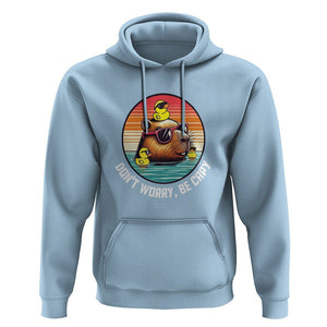 Capybara Lover Hoodie Don't Worry Be Capy Retro TS09 Light Blue Print Your Wear