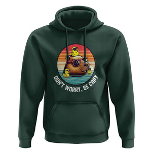 Capybara Lover Hoodie Don't Worry Be Capy Retro TS09 Dark Forest Green Print Your Wear