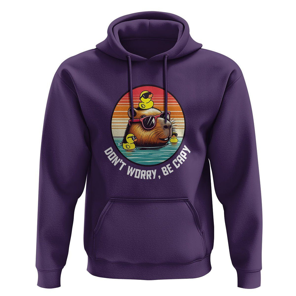 Capybara Lover Hoodie Don't Worry Be Capy Retro TS09 Purple Print Your Wear