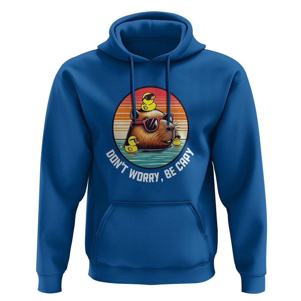 Capybara Lover Hoodie Don't Worry Be Capy Retro TS09 Royal Blue Print Your Wear
