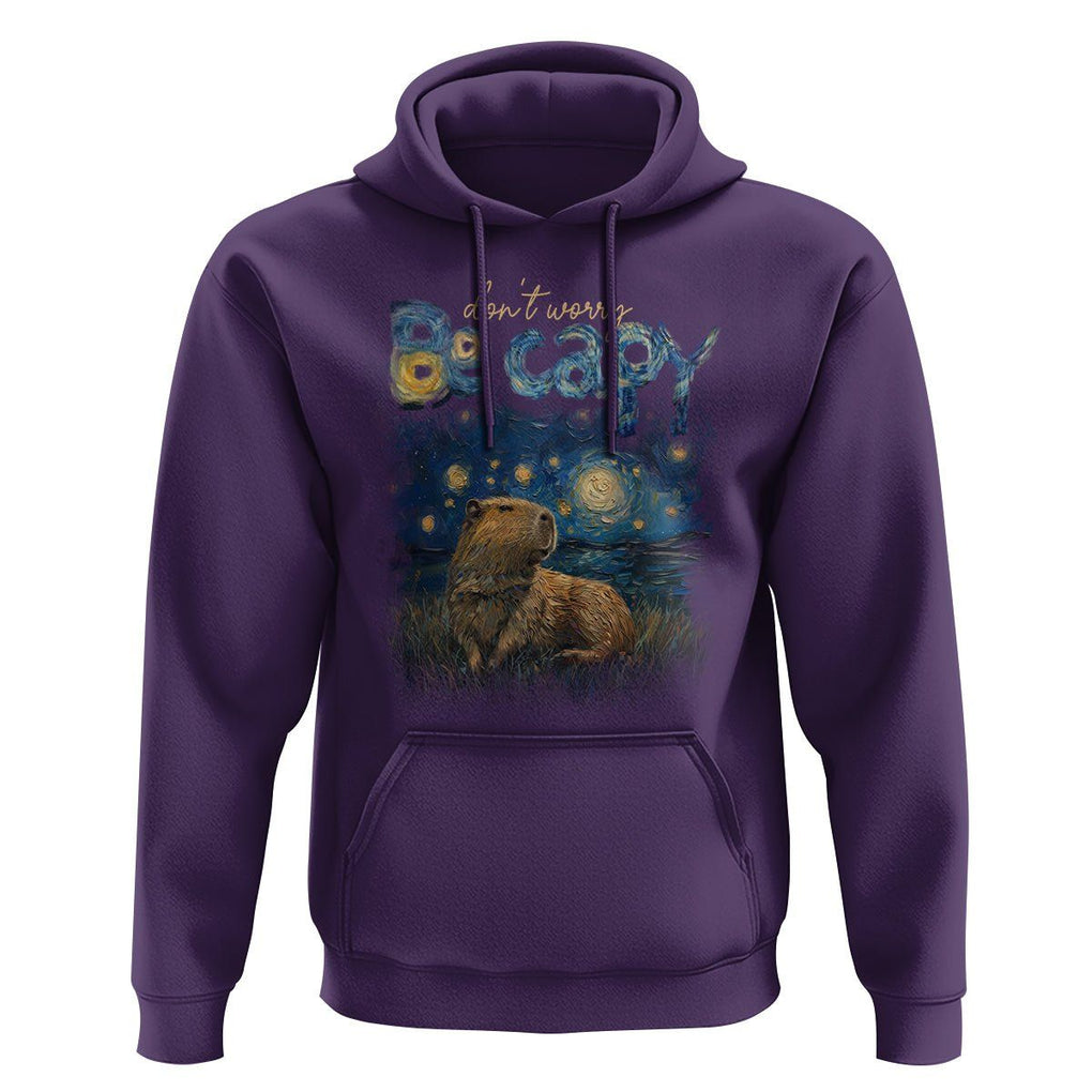 Capybara Lover Hoodie Don't Worry Be Capy Starry Night TS09 Purple Print Your Wear