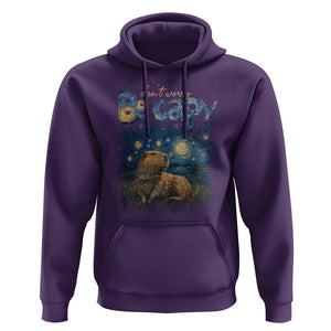 Capybara Lover Hoodie Don't Worry Be Capy Starry Night TS09 Purple Print Your Wear