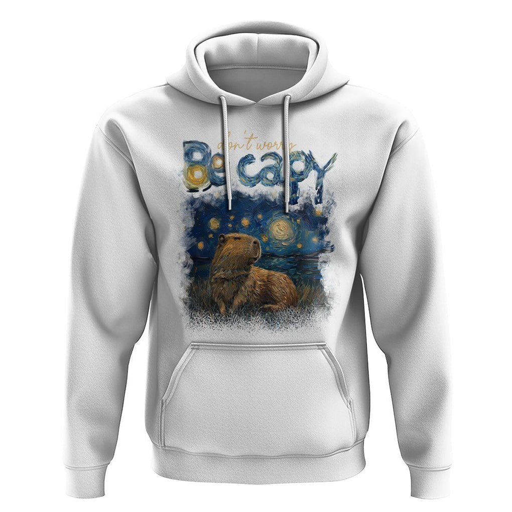 Capybara Lover Hoodie Don't Worry Be Capy Starry Night TS09 White Print Your Wear
